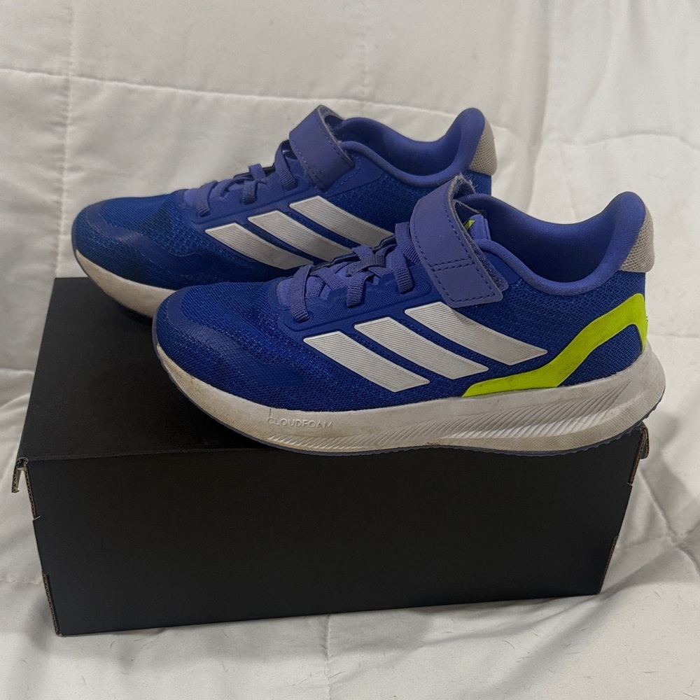 Adidas Kids Sneakers in Blue and Neon Yellow - Picture 4 of 8